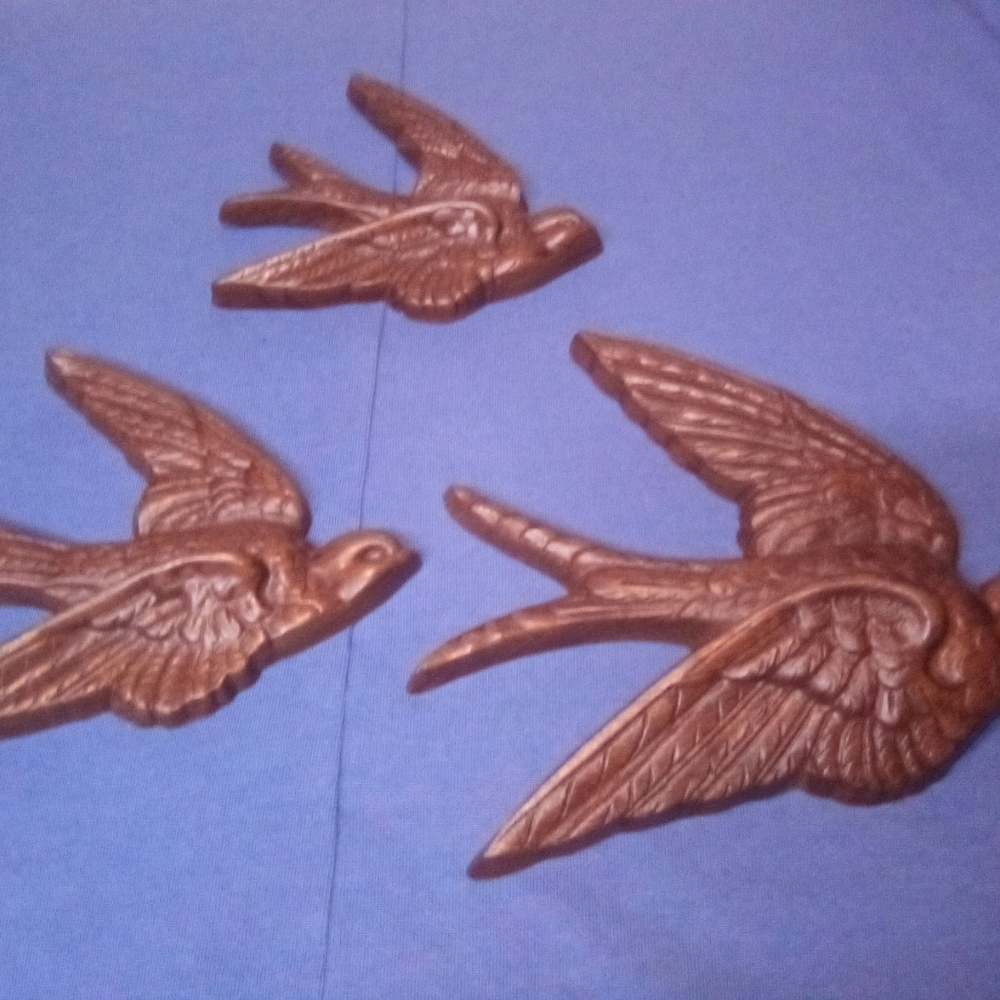 Set of 3 wooden birds Burwood Product Co XXXIII 26504 USA 1983 5" 4" 3"